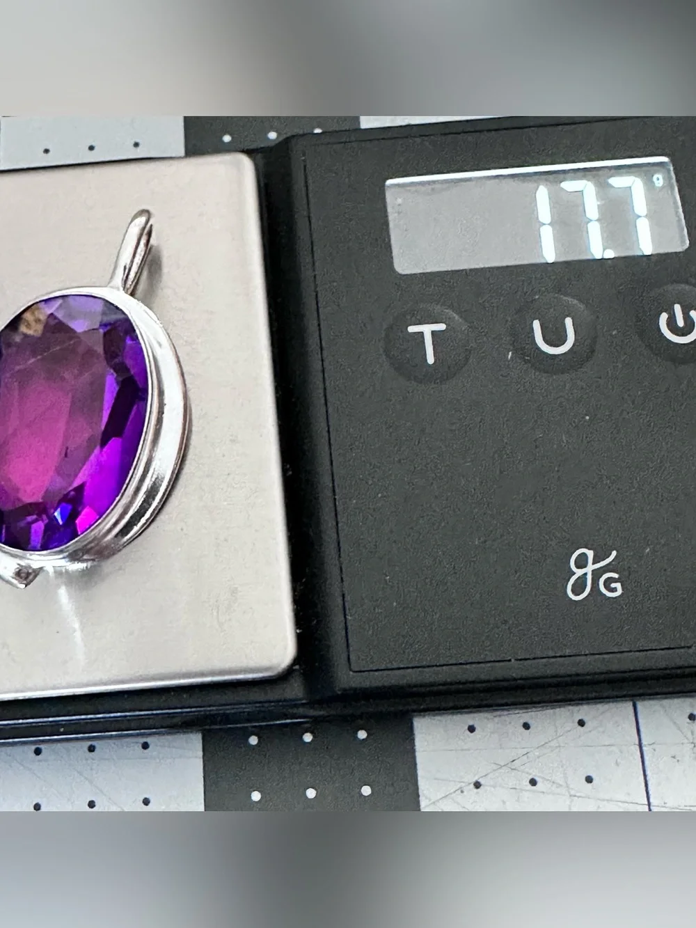 Artisan Silver Pendant with Vivid Purple lab created, amethyst Faceted Stone